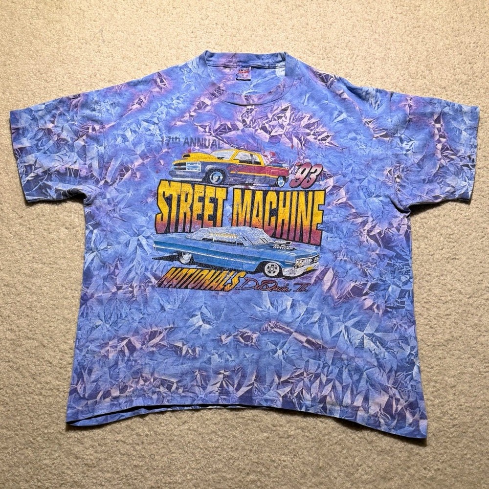Vintage 1993 Street Machine Nationals T Shirt 2XL Anvil USA Tie Dye Car 90s